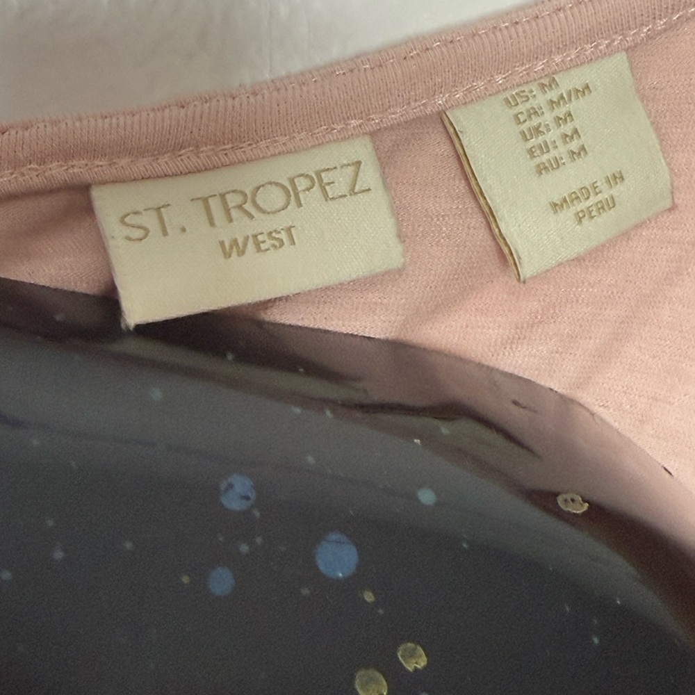 Saint Tropez West Light Pink Scoop Neck Women Tank with Side Slits Size M - NWOT - Picture 5 of 6